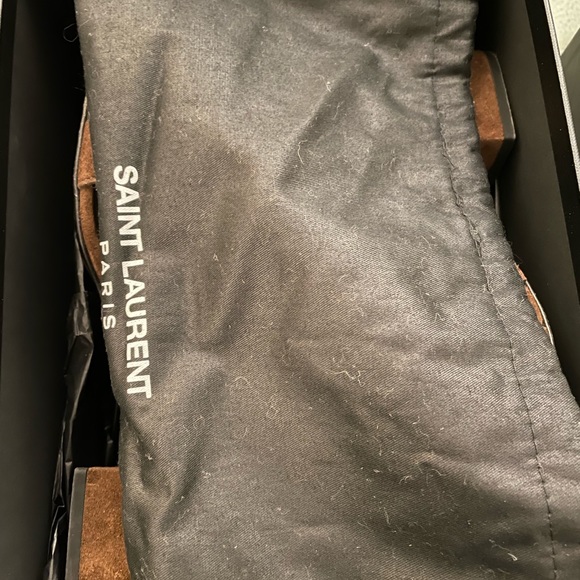 Saint Laurent Babies Otterproof Light Coffy suede gladiator lace up block heel - Picture 3 of 6